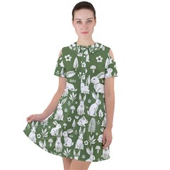 Short Sleeve Shoulder Cut Out Dress  