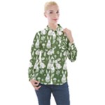 Easter bunny pattern Women s Long Sleeve Pocket Shirt