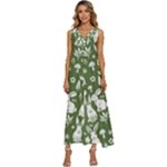 Easter bunny pattern V-Neck Sleeveless Wide Leg Pants Overalls