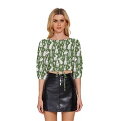 Mid Sleeve Drawstring Hem Top 