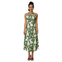 Sleeveless Cross Front Cocktail Midi Chiffon Dress 