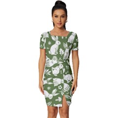 Fitted Knot Split End Bodycon Dress 