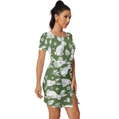 Fitted Knot Split End Bodycon Dress 