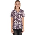 Easter bunny pattern Women s V-Neck Scrub Top