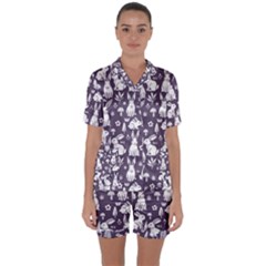 Satin Short Sleeve Pajamas Set 