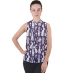 Easter bunny pattern Mock Neck Chiffon Sleeveless Top