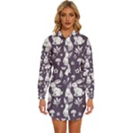 Easter bunny pattern Womens Long Sleeve Shirt Dress