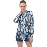 Easter bunny pattern Long Sleeve Satin Shirt
