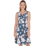 Easter bunny pattern Knee Length Skater Dress With Pockets