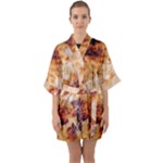 Burnt paper texture print design Half Sleeve Satin Kimono 