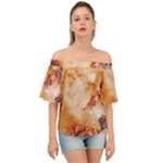 Burnt paper texture print design Off Shoulder Short Sleeve Top