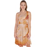 Burnt paper texture print design Knee Length Skater Dress With Pockets