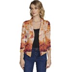 Burnt paper texture print design Women s Casual 3/4 Sleeve Spring Jacket