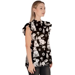 Ruffle Collar Short Sleeve Chiffon Top 