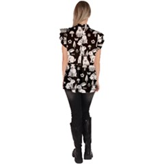 Ruffle Collar Short Sleeve Chiffon Top 