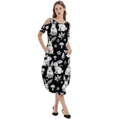 Cold Shoulder Loose Fit Dress With Pockets 