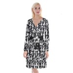 Easter bunny pattern Long Sleeve Velvet Front Wrap Dress