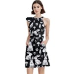 Easter bunny pattern Cocktail Party Halter Sleeveless Dress With Pockets
