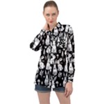 Easter bunny pattern Long Sleeve Satin Shirt