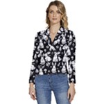 Easter bunny pattern Women s Long Sleeve Revers Collar Cropped Jacket