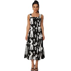 Square Neckline Tiered Midi Dress 