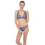 Blue Black Snake Pattern Classic Banded Bikini Set 