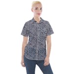 Blue Black Snake Pattern Women s Short Sleeve Pocket Shirt
