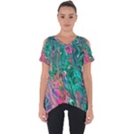 Green Pour Cut Out Side Drop T-Shirt