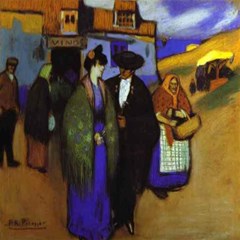 spanish couple in front of an inn