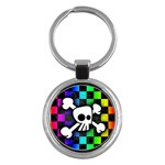 Checker Rainbow Skull Key Chain (Round)