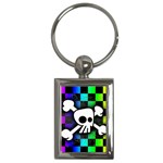 Checker Rainbow Skull Key Chain (Rectangle)