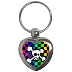 Checker Rainbow Skull Key Chain (Heart)