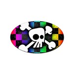 Checker Rainbow Skull Sticker Oval (100 pack)