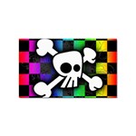 Checker Rainbow Skull Sticker Rectangular (10 pack)
