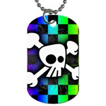 Checker Rainbow Skull Dog Tag (Two Sides)