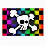 Checker Rainbow Skull Postcards 5  x 7  (Pkg of 10)