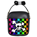 Checker Rainbow Skull Girls Sling Bag