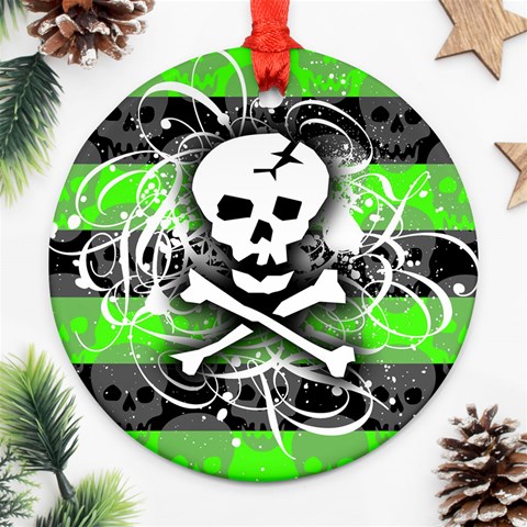 Deathrock Skull Round Ornament (Two Sides) from UrbanLoad.com Front