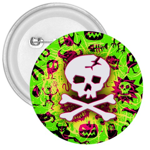 Deathrock Skull & Crossbones 3  Button from UrbanLoad.com Front