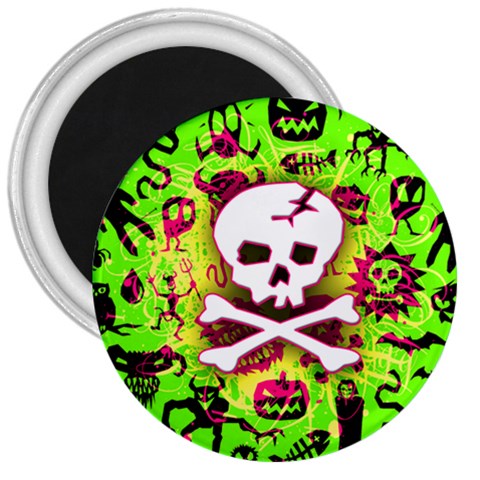 Deathrock Skull & Crossbones 3  Magnet from UrbanLoad.com Front