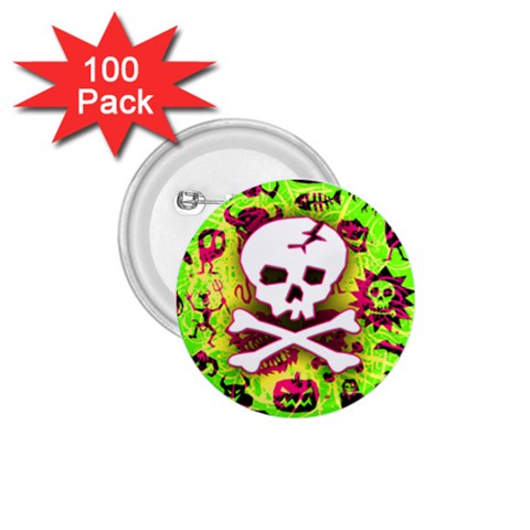 Deathrock Skull & Crossbones 1.75  Button (100 pack)  from UrbanLoad.com Front