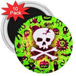 Deathrock Skull & Crossbones 3  Magnet (10 pack)