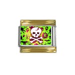 Deathrock Skull & Crossbones Gold Trim Italian Charm (9mm)