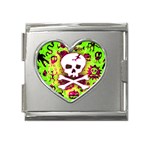 Deathrock Skull & Crossbones Mega Link Heart Italian Charm (18mm)