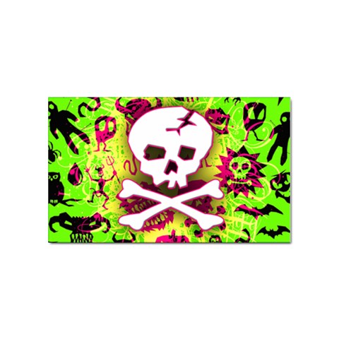 Deathrock Skull & Crossbones Sticker (Rectangular) from UrbanLoad.com Front