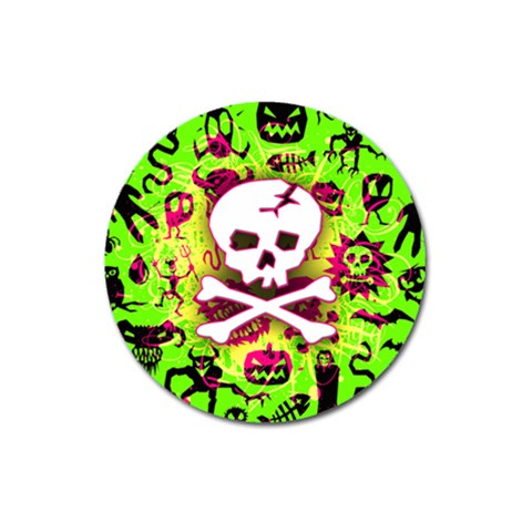 Deathrock Skull & Crossbones Magnet 3  (Round) from UrbanLoad.com Front