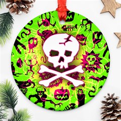 Deathrock Skull & Crossbones Round Ornament (Two Sides) from UrbanLoad.com Front