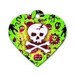 Deathrock Skull & Crossbones Dog Tag Heart (One Side)