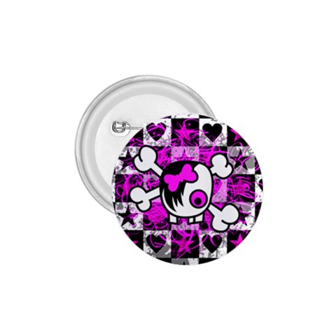 Emo Scene Girl Skull 1.75  Button from UrbanLoad.com Front