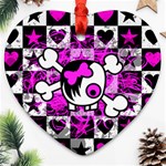 Emo Scene Girl Skull Ornament (Heart)